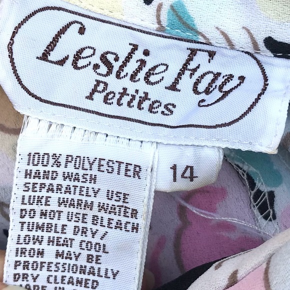 Vintage 80’s black & pastel roses floral secretary dress - Picture 9 of 9